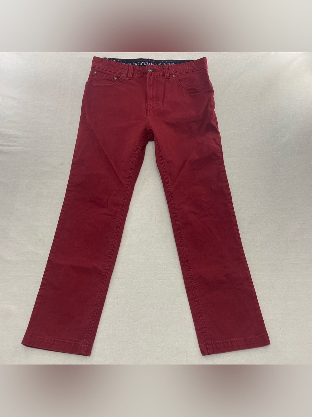 Prana Tucson Jean Mens 34x30 Dark Red Slim Fit Organic Cotton Straight Outdoor